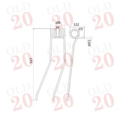  Tedder Tine L: 517mm W: 108mm Diameter: 9.5mm