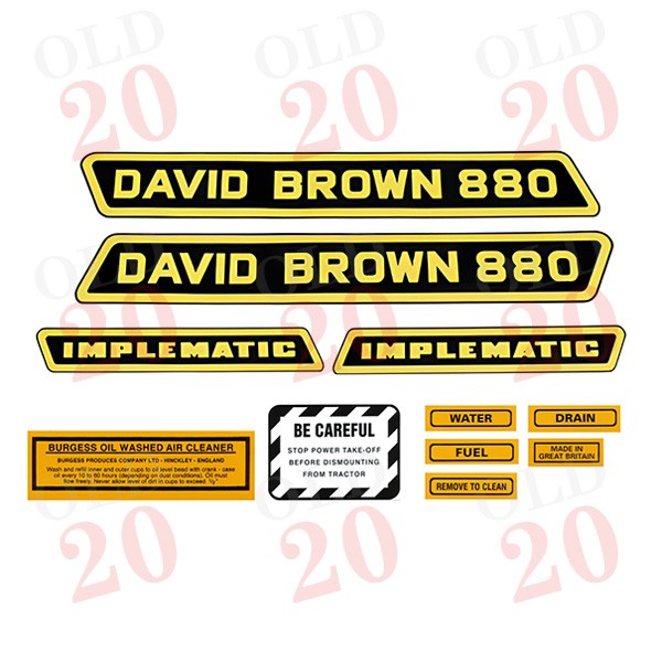 David Brown 880 Implematic Decal Set