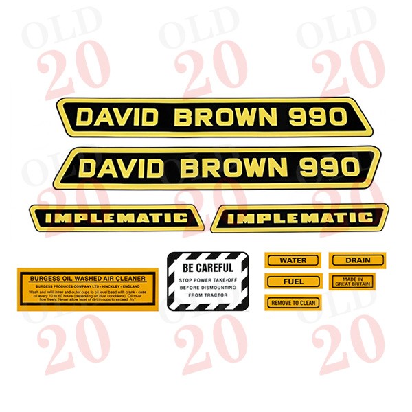 David Brown 990 Implematic Decal Set