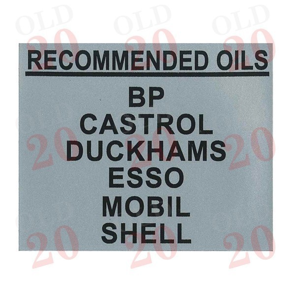 Massey Ferguson 'Recommended Oils' Filter Housing Decal
