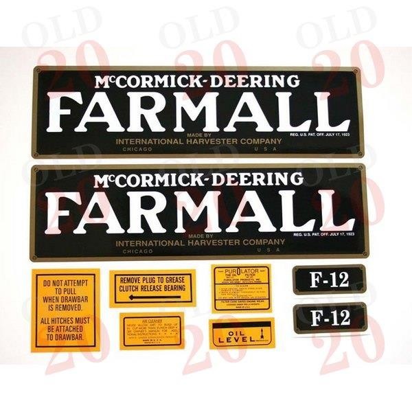 McCormick Deering Farmall F12 Decal Set