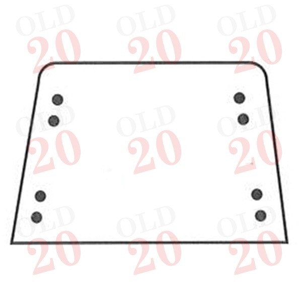 Ford Q-Cab Upper Rear Cab Glass. To suit 3 Cylinder tractors with 8 Holes